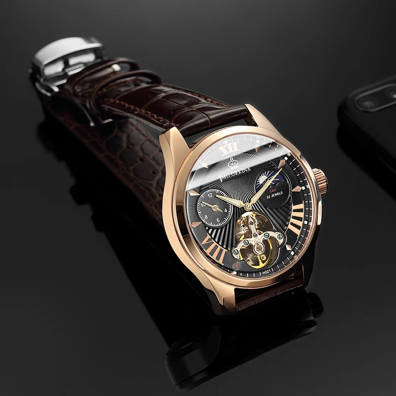 ORKINA качество Tourbillon для мужчин смотреть Автоматическая Чайка дизель часы человек световой водонепроница механические часы стимпанк