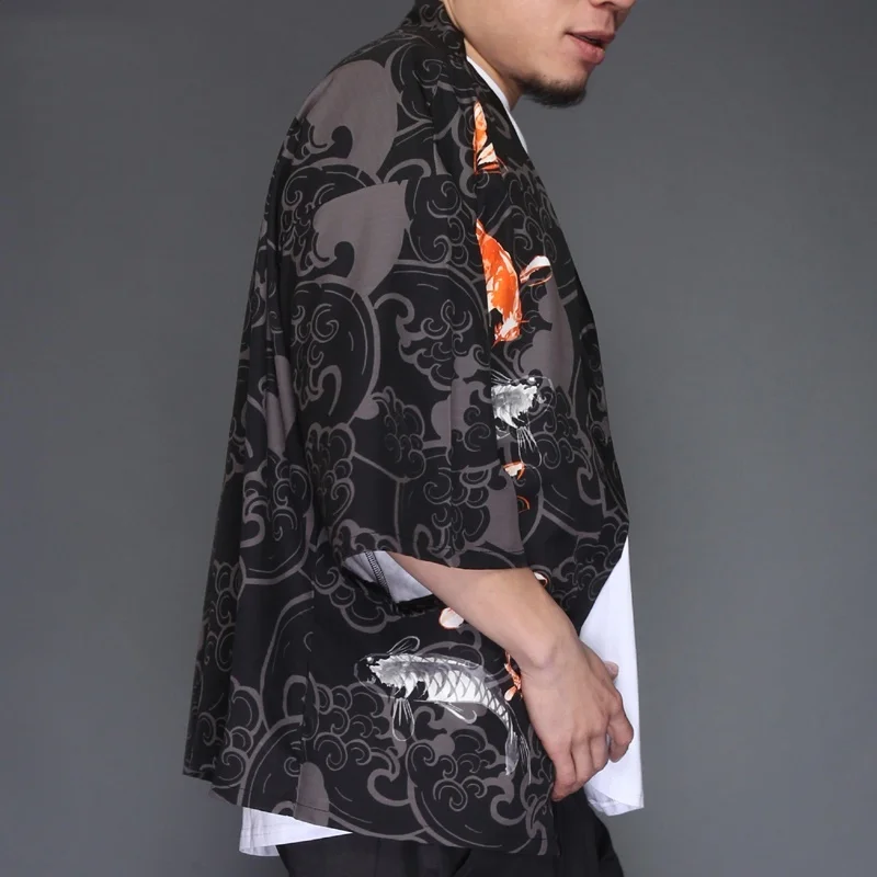 Японское кимоно мужская рубашка юката haori obi одежда самураев мужское кардиган TA492
