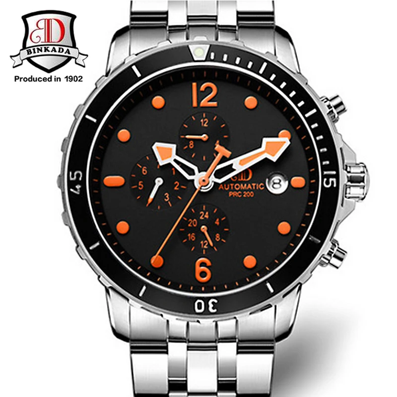 BINKADA оригинальные Брендовые мужские автоматические механические часы из