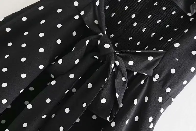 2019 новое летнее платье в горошек мини-платье сборку черного цвета su55 | Женская