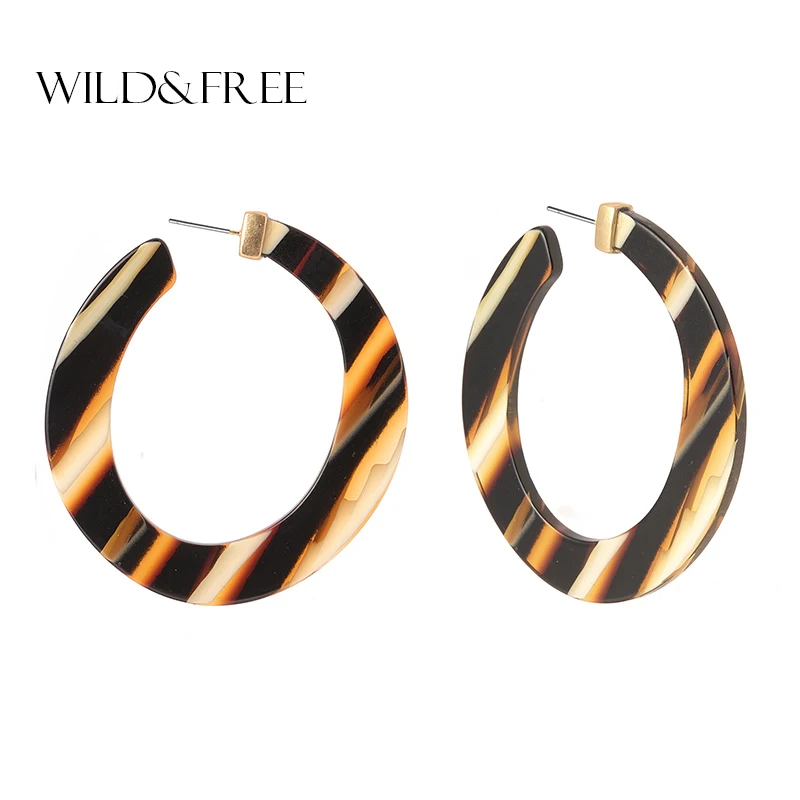 

Wild&Free Bohemian Big Round Acrylic Dangle Earring For Women Trendy Stripe Geometric Statement Open Drop Christmas Earrings