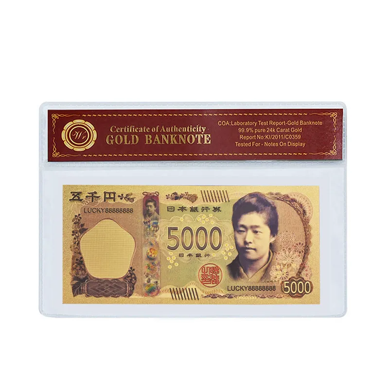 WR красочные японские Позолоченные банкноты 1000 JPY золотые для сбора