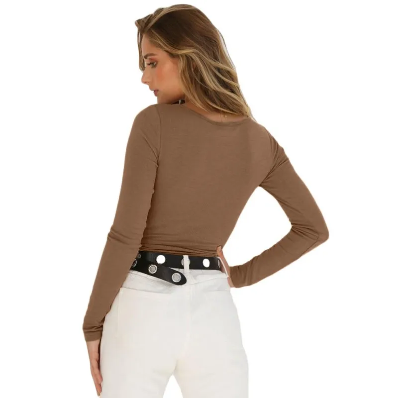 

Khaki Black Long Sleeve Button Front Bodysuit Rompers Womens Jumpsuit Single Breasted Slim Body Suit Sexy Women Clubwear H32302