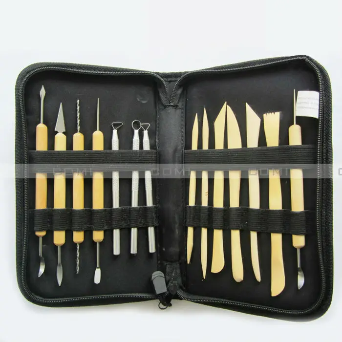 

14-in-1 Wooden Stainless Steel Pottery Ceramics Tools Polymer Clay Molding Tool Craft Carving Sculpting Tools Set