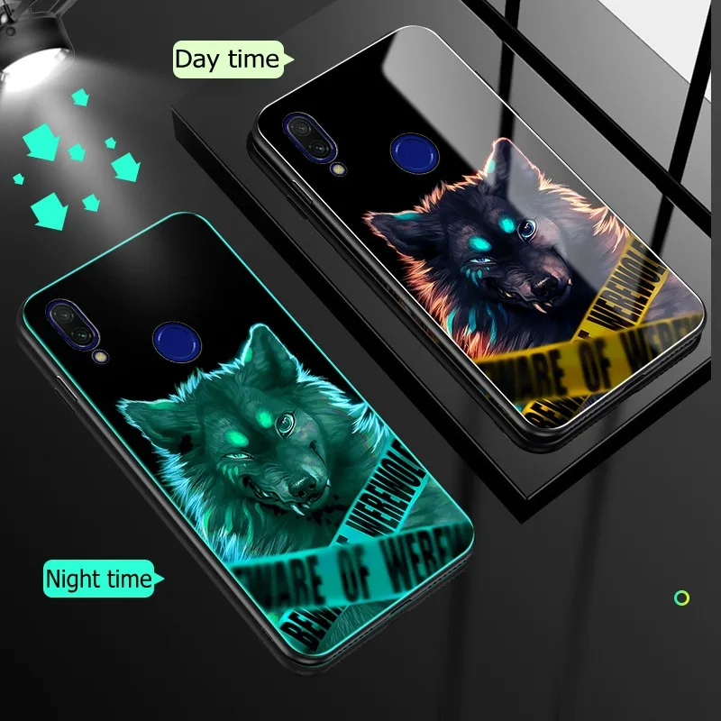 Чехол для Xiaomi Redmi Note 7 8 Pro, чехол из закаленного стекла, светящийся противоударный роскошный стеклянный чехол для Xiaomi Redmi Note 8 7, чехол