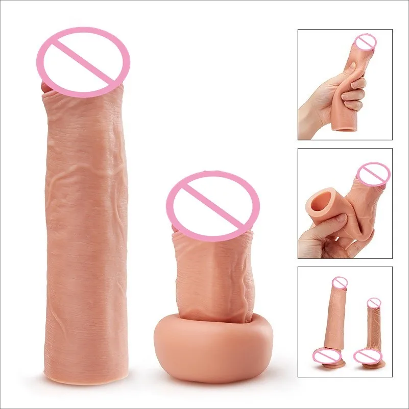 Lovetoy 17.8 см 100% силиконовые рукава пениса в пенис кольца супер реалистичные