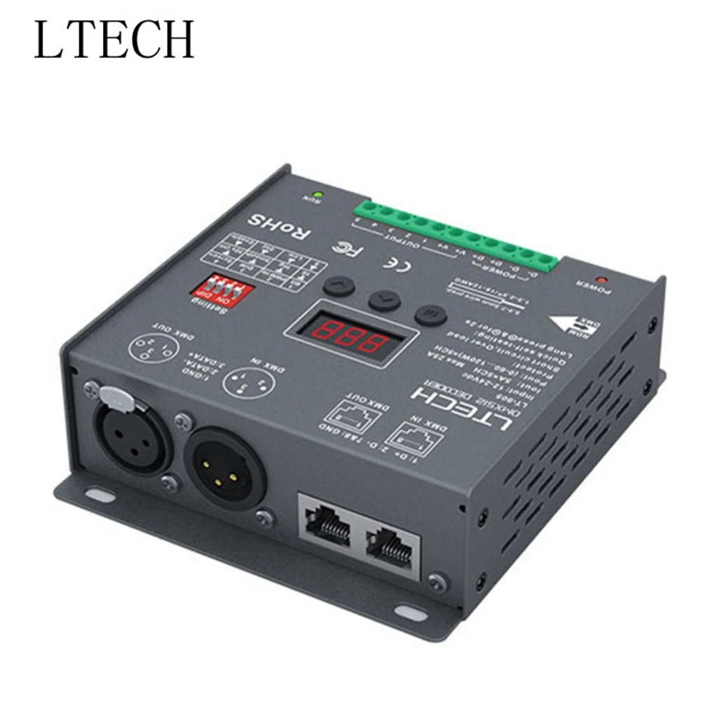 Новый Ltech LT-905 светодиодный декодер DMX DC12V-24 V вход 5A * 5CH Max 25A 600 Вт выход RGB/RGBW Led CV