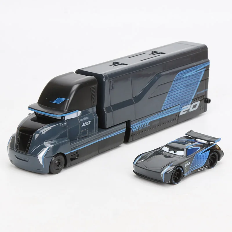 2pcs black storm car Игрушки Disney Pixar, персонажи мультфильма «Тачки 3» — Молния МакКуин, трейлер Мак, Джексон Шторм, модели машин 1:55 с литым корпусом, игрушки размером 23 см из металлического сплава - Цвет: 2pcs black storm car