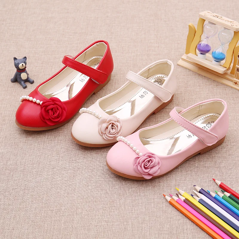 Кожаные туфли принцессы для девочек мягкая подошва весенне осенние танцевальные