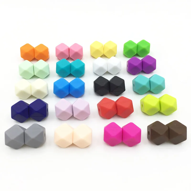 mix 20colors Мини геометрические шестигранные силиконовые бусины для зубов-сделай сам Лот из 100 штук шестигранные свободные отдельные силиконовые бусины без соединительной линии - Цвет: mix 20colors