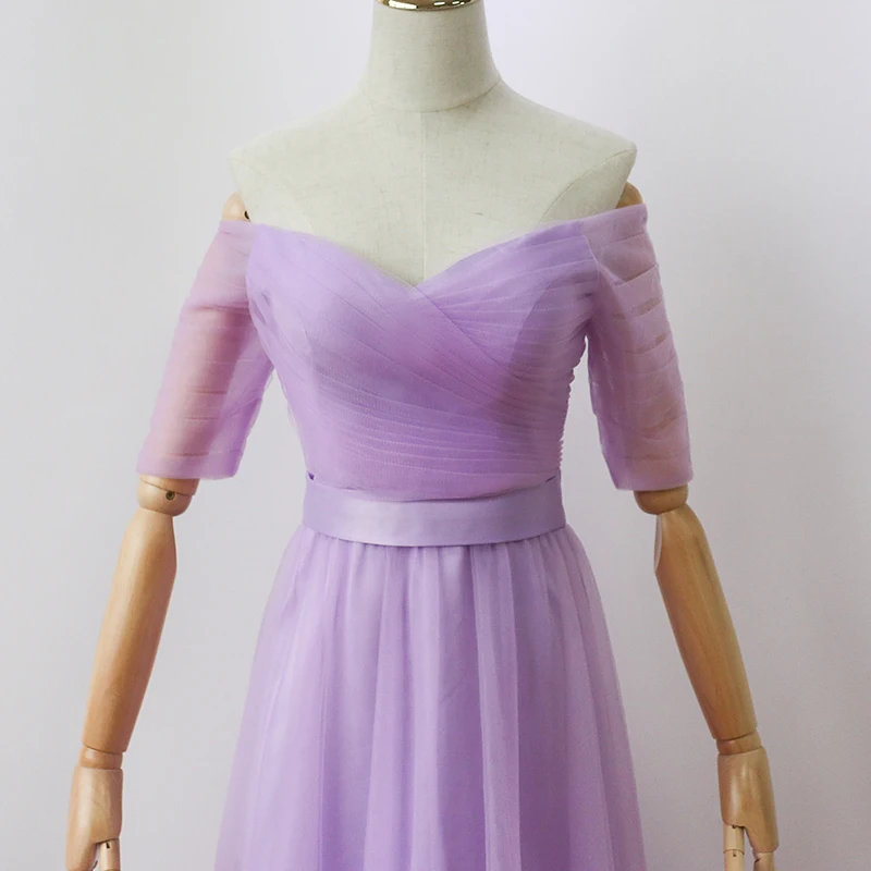 Платье подружки невесты до пола фиолетового цвета длинное вечернее платье