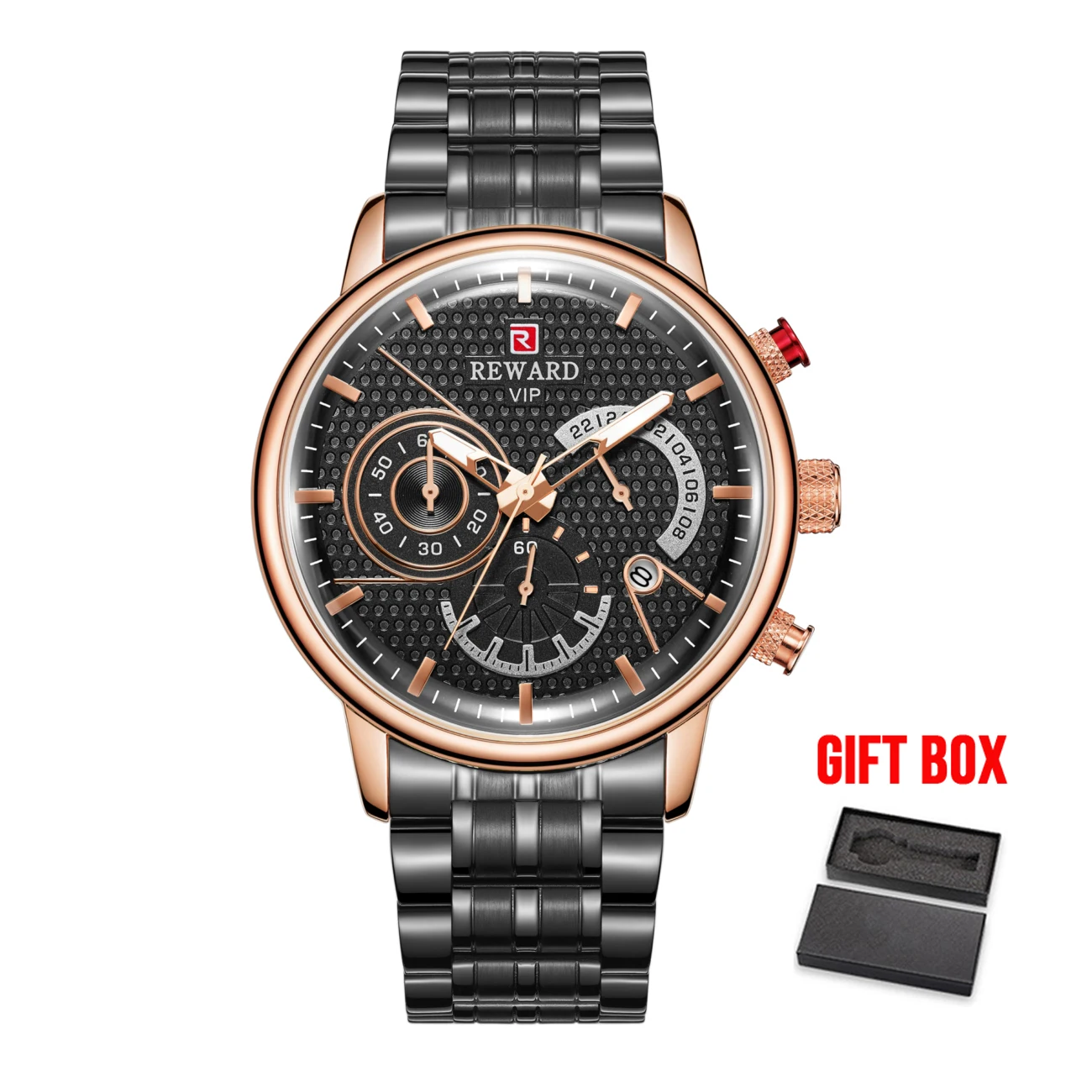 rose black w box Relogio Masculino, мужские часы, лучший бренд, роскошные спортивные кварцевые часы с хронографом, военные наручные часы для мужчин, наручные часы - Цвет: rose black w box