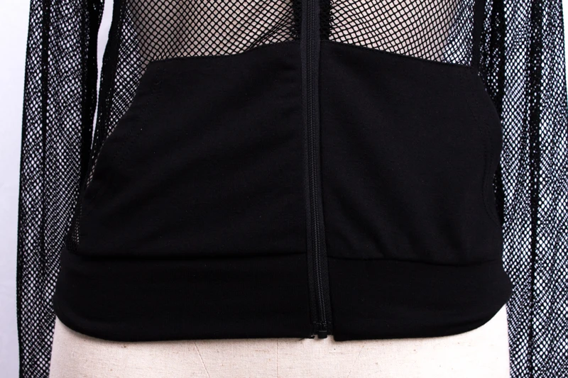 Женская Повседневная укороченная куртка на молнии однотонный сетчатый топ с