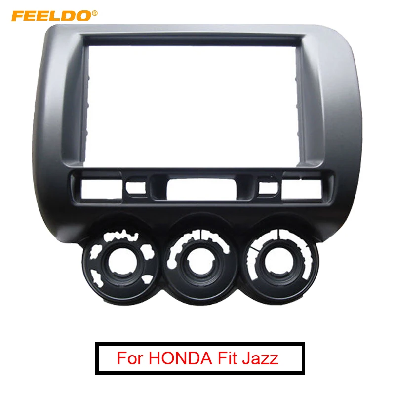 

FEELDO Car Audio Fascia Frame For HONDA Fit Jazz (RHD) Stereo 2Din DVD Radio Dash Mount Installation Face Frame Kit #AM3777