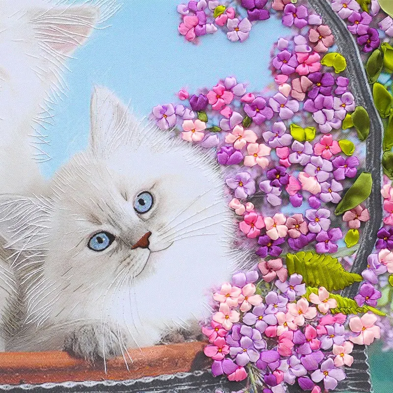 65X50cm двух котов DIY 3d вышивания крестиком работа иголкой незаконченная вышивка