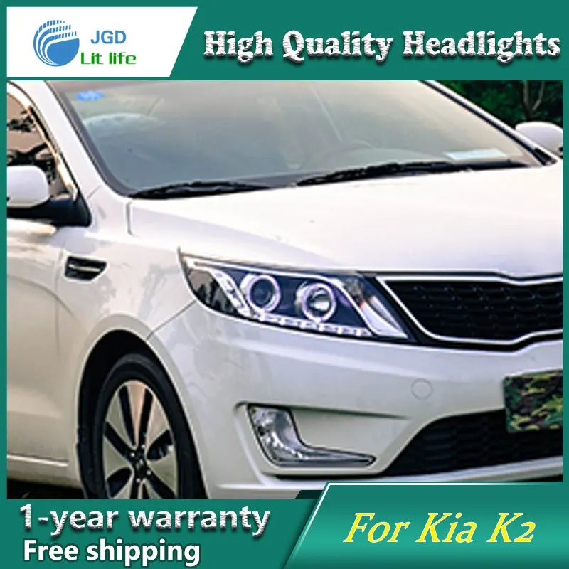 Чехол для стайлинга автомобиля фары Kia Rio K2 2011 2012 2013 2014 светодиодный DRL Объектив
