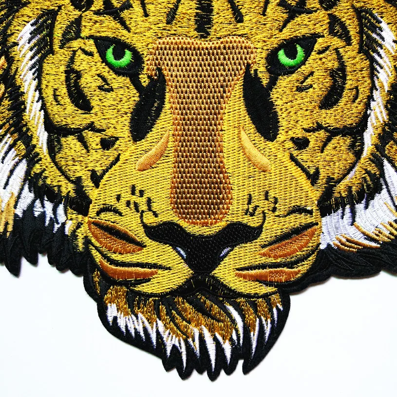 Лидер продаж большая желтая Тигровая ткань нашивка вышитые термоклейкие нашивки