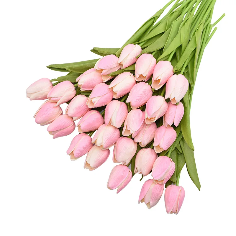 Pink2 30 шт. Искусственные цветы тюльпаны Искусственные цветы искусственный букет из ПУ настоящие на ощупь цветы для свадебной вечеринки украшение дома цветы - Цвет: Pink2