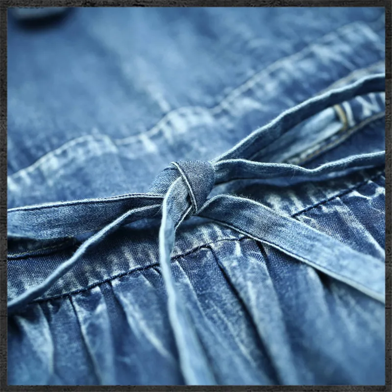 Винтажное хлопковое женское платье Ковбойское с вышивкой Длинные рукавами