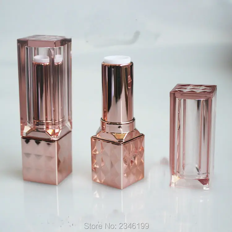 

12.1mm 50pcs/lot Lipstick Packaging Tube, Rose Gold Color, High Quality Lipstick Packing Bottle, Empty Square Lip Balm Tube