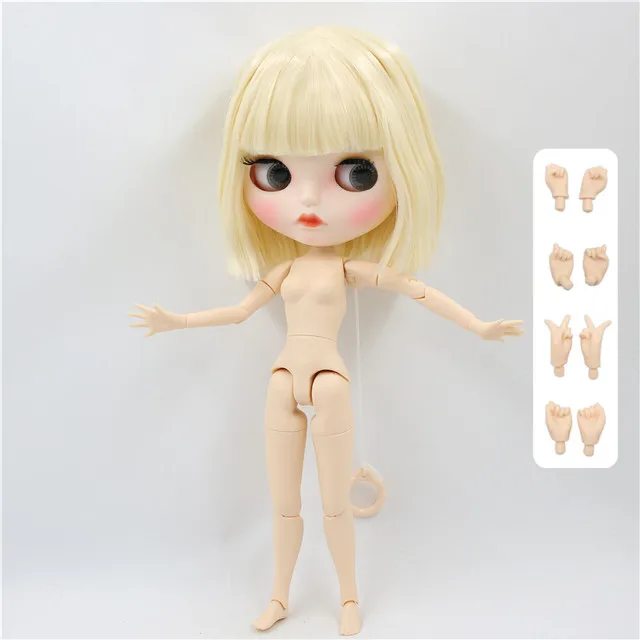 doll with hand B Ледяная фабрика blyth кукла 1/6 bjd белая кожа сустава тела короткие светлые волосы, новое матовое лицо резные губы с бровью 30 см BL0510 - Цвет: doll with hand B