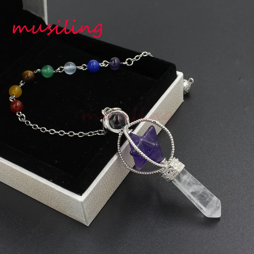 Merkaba Dowsing рейки маятник чакра бусины цепочка кулон натуральный камень