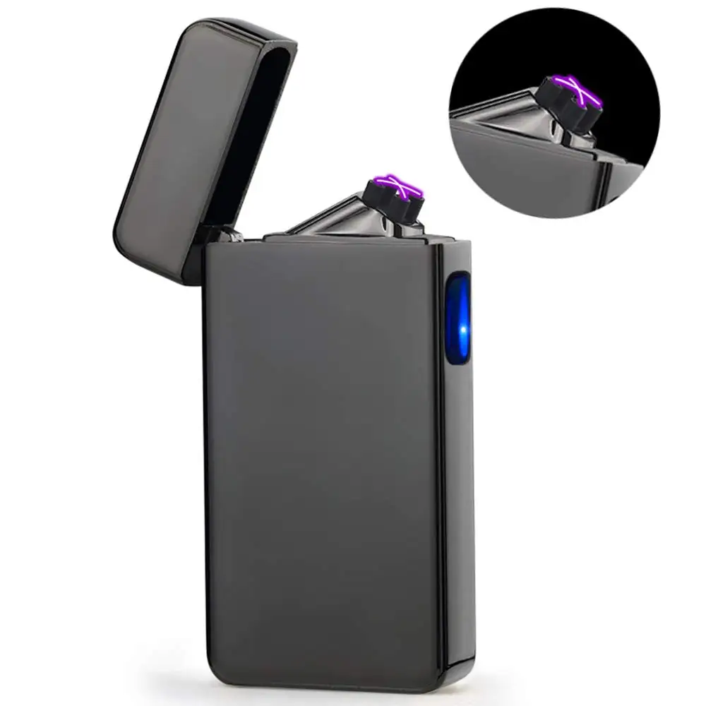 Зажигалка usb Металл дизайн перезаряжаемые Электронный USB зажигалка сигарет импульса ветрозащитный двойной дуги электрические зажигалки плазменной беспламенного электронная зажигалка