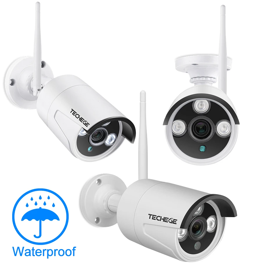 Techege 4CH wifi система видеонаблюдения Беспроводной NVR комплект 2 шт. 1080P HD IP камера 2MP наружная Водонепроницаемая домашняя система видеонаблюдения