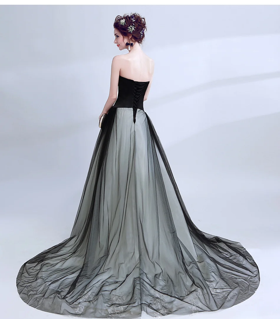 Vestido de festa 2019 черные вечерние платья длинное платье трапециевидной формы без