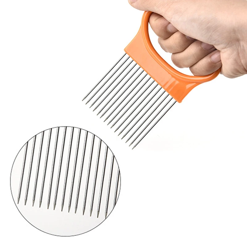 3 шт./лот легко вырезать лук держатель вилы нержавеющая сталь + пластик овощи