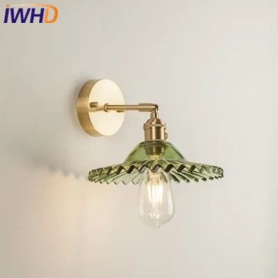 IWHD Copper Nordic LED Wall Lamp Post Modern Wall Lights Vintage Light Glass Fixtures Home Lighting Bedside Sconce Luminaire iwhd nordic retro vintage wall lamp beside bedroom bathroom mirror light glass copper wall sconce edison led lampara pared