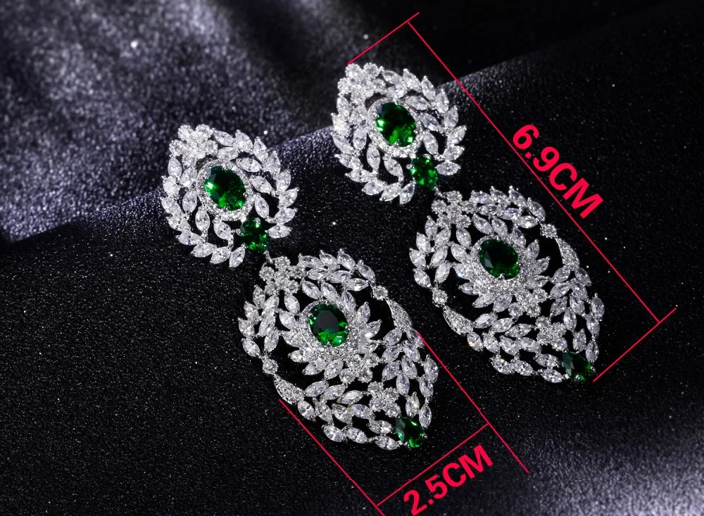 Женские длинные серьги капельки с родиевым покрытием и фианитом ААА|earrings