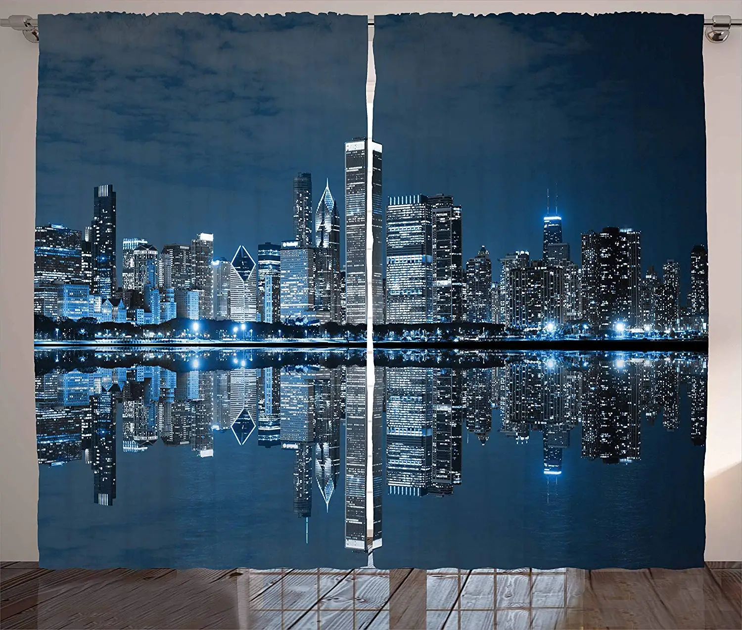 Chicago Skyline шторы спящий город драматический городской отдых Популярный американский рисунок озера гостиная спальня оконные шторы