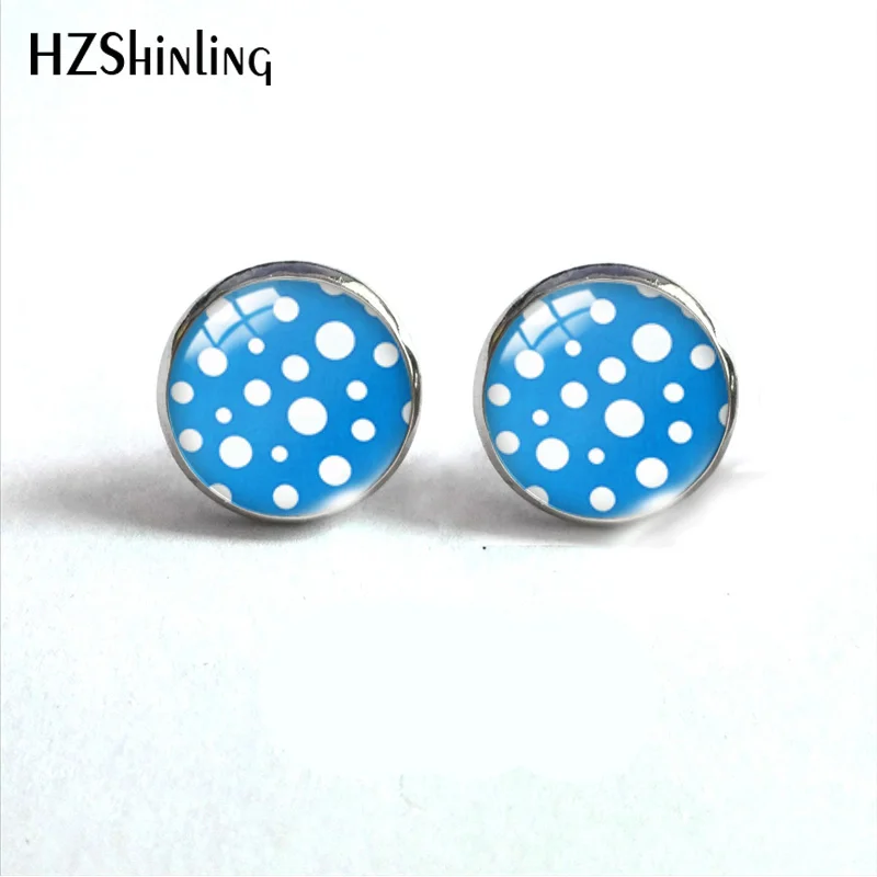 HZSHINLING новые модные круглые стеклянные кабошоны в горошек, серьги-гвоздики, ювелирные изделия, модные классические серьги для женщин