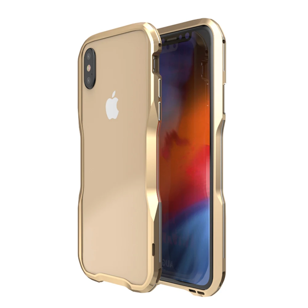 Luphie изогнутый металлический бампер для iphone Xs Max чехол Xr ультра тонкий алюминиевый бампер рамка для iphone 7 Plus 8 X Xs противоударный чехол - Цвет: Gold Silver