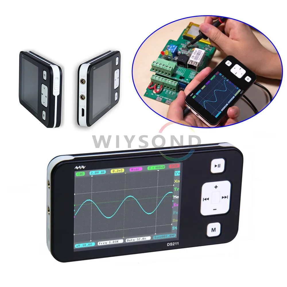 O088 DSO211 DS211 Mini ARM Digital Storage Oscilloscope Portable Pocketsized Nano Handheld 200KHz Bandwidth 1MSa/s | Инструменты