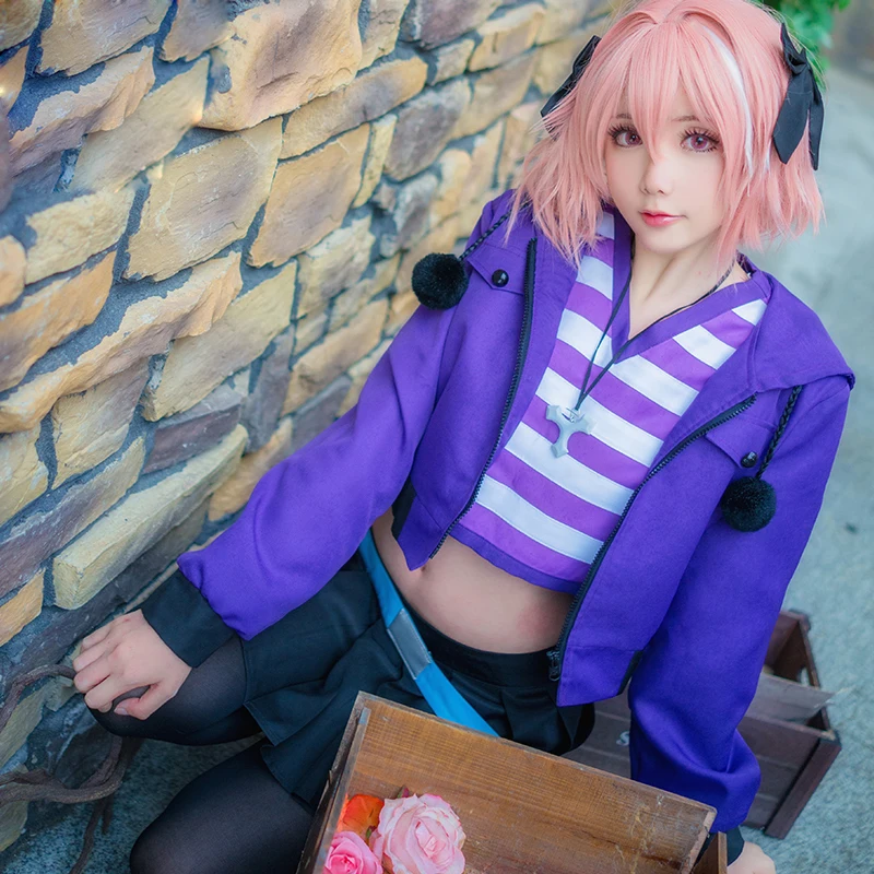 Аниме Fate Grand Order FGO косплей Apocrypha карнавальный костюм черный Райдер слуга Astolfo