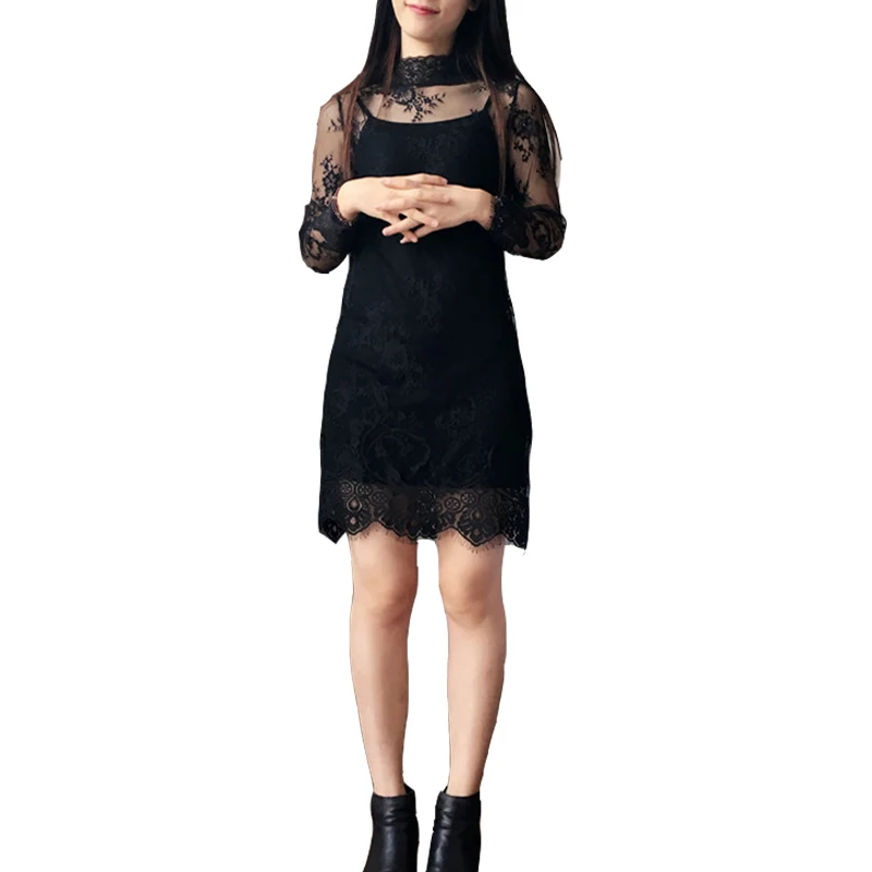 new 2017 spring designer womans dress black slim sexy Harajuku hollow out lace Fashion brand Lace Dress | Женская одежда