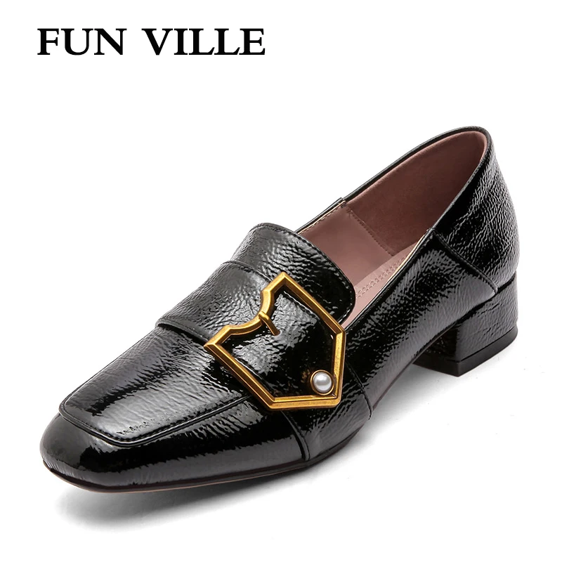 

FUN VILLE 2018 Spring New Fashion Women flats shoes British Style Oxford Shoes Genuine Leather low heel slip-on sexy ladies shoe