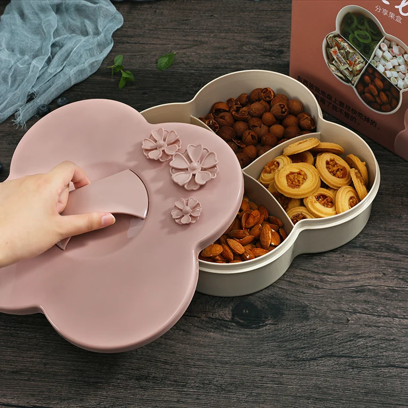 Разделенная коробка для хранения орехов поднос закусок с рукояткой