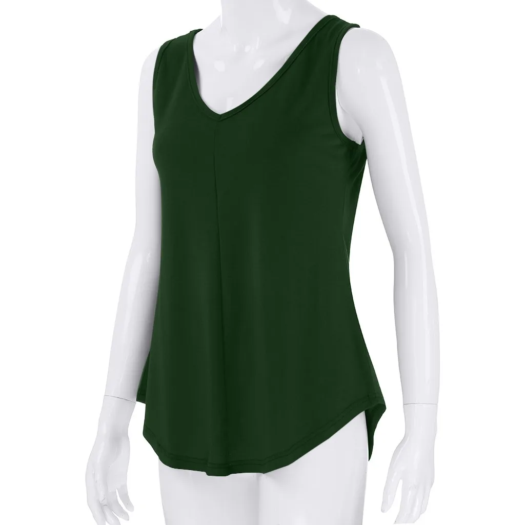 Green Размера плюс 5XL Летняя мода Повседневное Однотонная одежда топы, майки, футболка женский Для женщин рубашка без рукавов Blusas Femininas Костюмы - Цвет: Green
