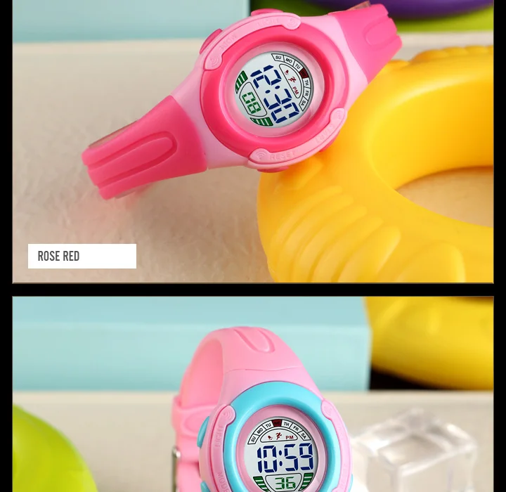 SKMEI Luminous Children Watch Fashion Digital Back Light 5Bar Waterproof Buckle Student Running Wristwatch Gril Boy Gift