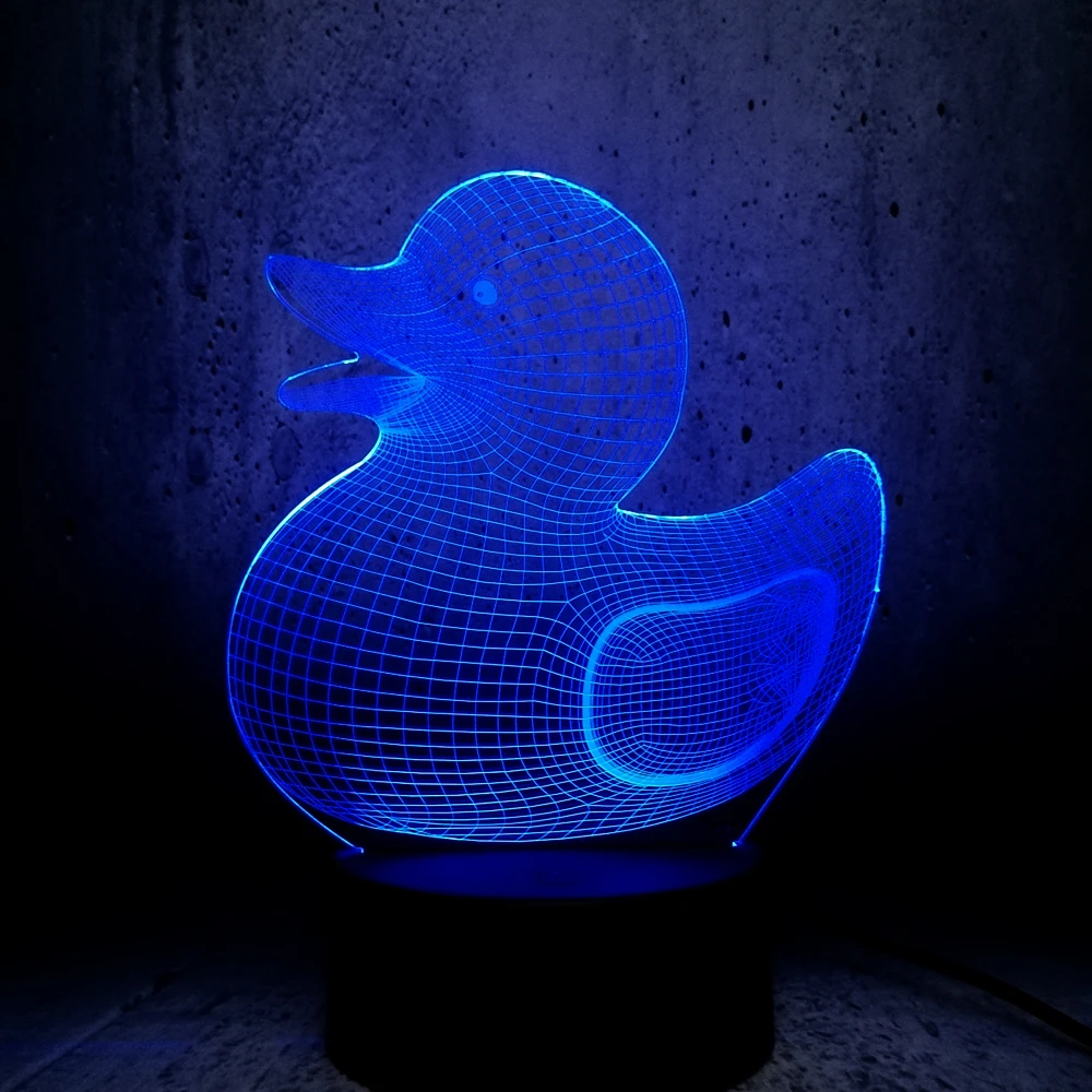 Милая Желтая Утка 3D USB Светодиодная лампа креативный развивающий детский