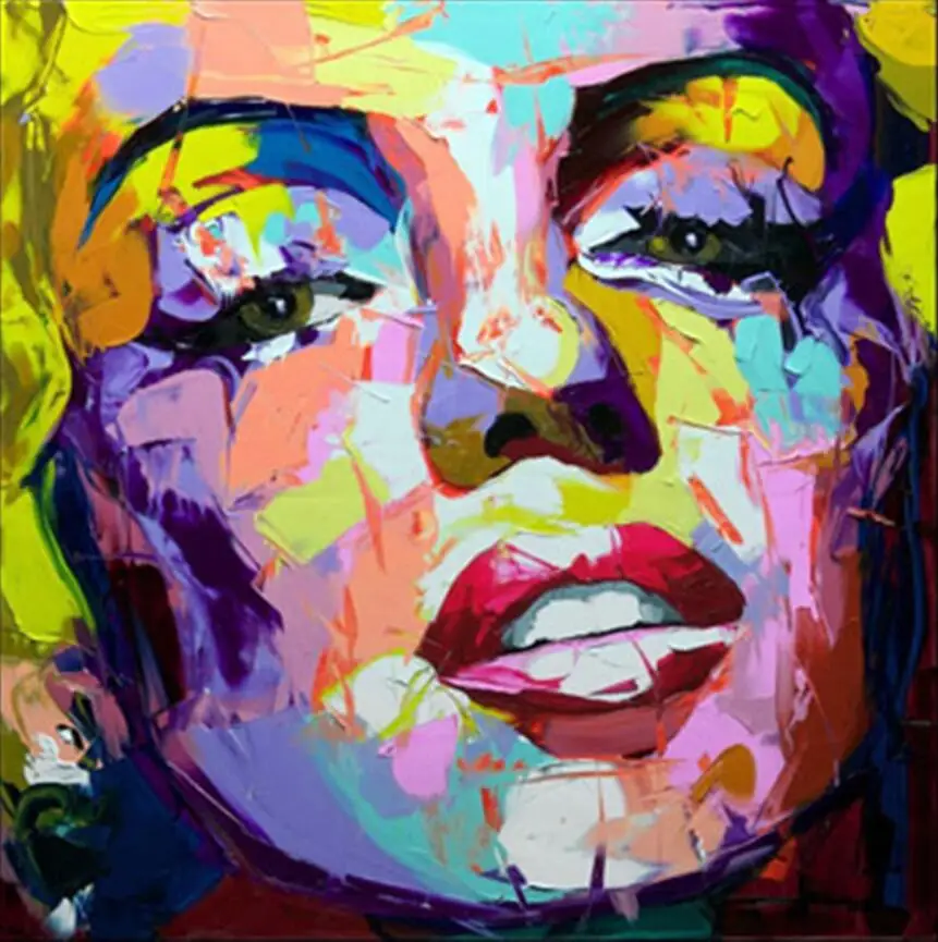 Nielly Франсуаза Искусство ручная роспись людей лицо картина маслом на холсте для декора стен абстрактный нож Мэрилин Монро лицо - Цвет: 2