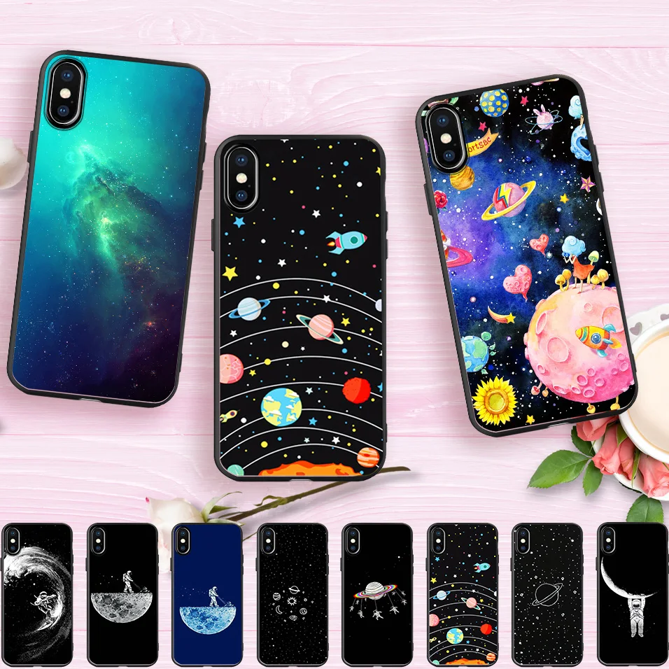 Космического пространства чехол для iPhone 6 S 5 5S XR XS Max 7 Plus X телефон чехлы Вселенной