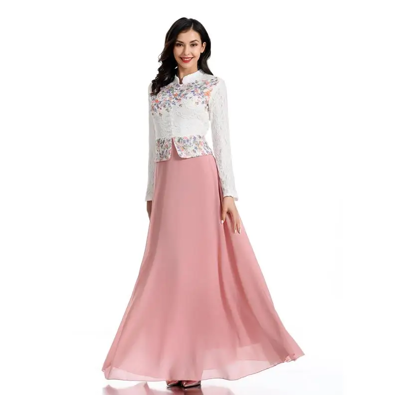 Pink dress Vestidos Дубай Кафтан платье в полоску абайя, арабское женские мусульманские платья Рамадан Восточный халат из марокена платья хиджаб одеяние мусульмане Femme - Цвет: Pink dress