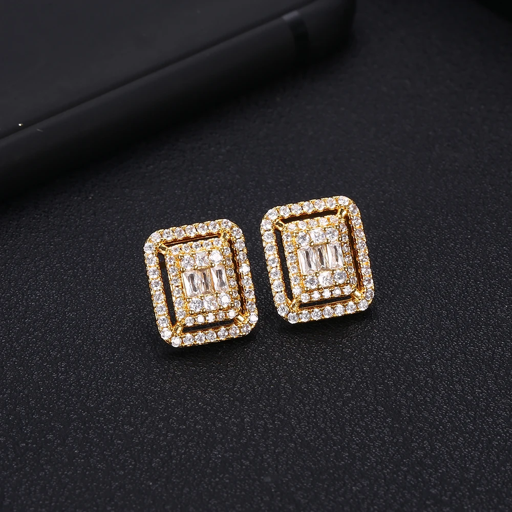 Jankelly модные квадратные серьги гвоздики с фианитами для женщин ювелирные изделия