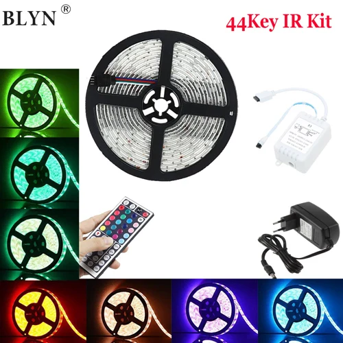 Wifi Светодиодная лента 5050 RGB лента 5 м 10 м 15 м водонепроницаемый Светодиодный светильник Смарт wifi контроллер Bluetooth ИК пульт дистанционного управления музыкой 12 В адаптер - Испускаемый цвет: 44Key IR Kit