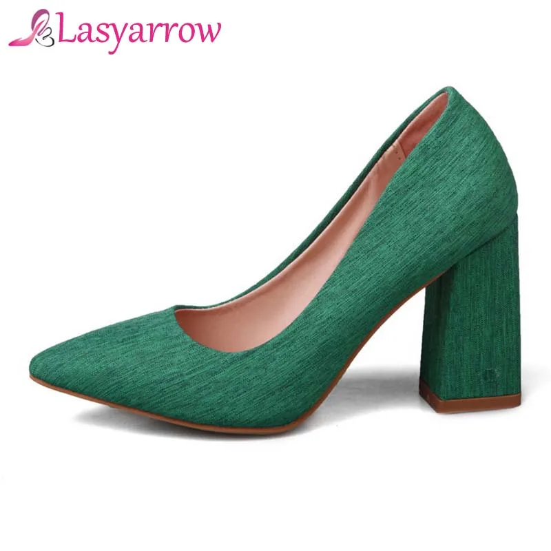 

Lasyarrow Concise Women's Pumps Ladies Casual Shoes Pointed Toe Shallow Mouth Dress Shoes Pumps Chunky High Heels Shoes RM892