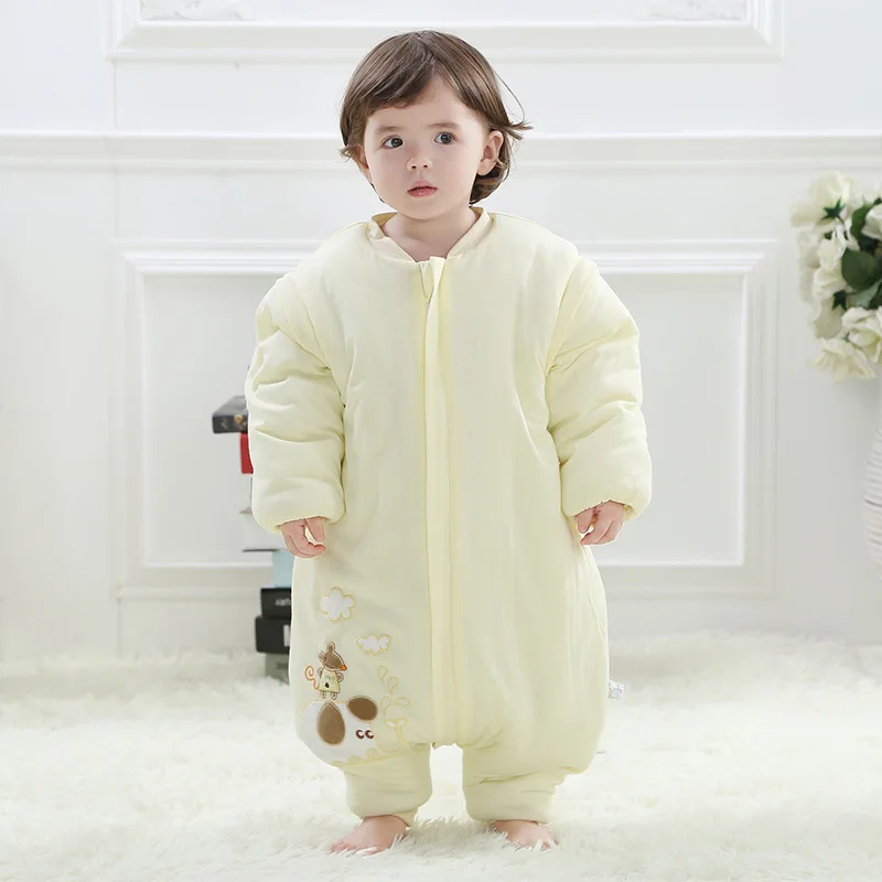 Yellow (thicken) Детский спальный мешок, зимний конверт для новорожденных, теплый спальный мешок, хлопковый детский спальный мешок, От 0 до 4 лет - Цвет: Yellow (thicken)